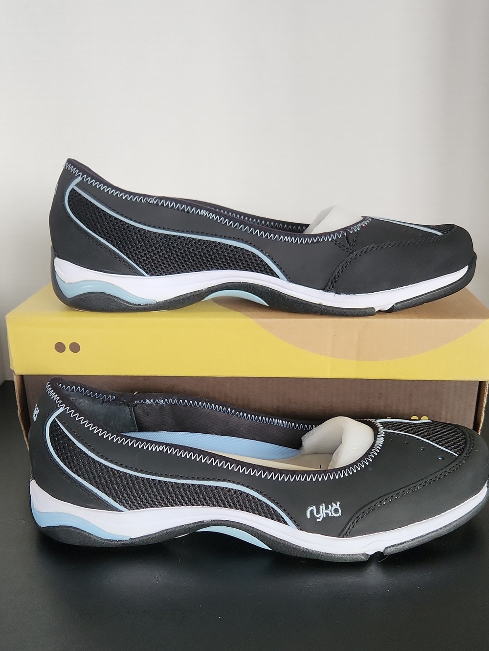 Ryka Black and Light Blue Women's Slip-On Comfort Shoes - Picture 2 of 5